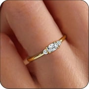 LUNVKY 18K Gold Plated Rings for Women Stackable Non Tarnish Knuckle CZ April Birthstone Ring with CZ Crystal Birthday Christmas Jewelry Gifts Teen Mom Adults Girfriend Stocking Stuffers Age Ideas