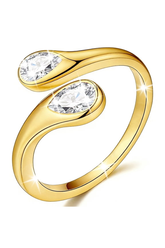 18K Gold Plated Rings for Women Adjustable Non Tarnish Knuckle CZ April Birthstone Ring with CZ Crystal Wedding Birthday Easter Basket Stuffers Jewelry Gifts Teen Adults Girlfriend Wife Age