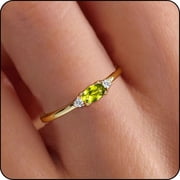 LUNVKY 18K Gold Plated Rings for Women CZ August Birthstone Ring with Peridot Stackable Bands Wedding Prom Birthday Christmas Jewelry Gifts Teen Her Wife Mom Stocking Stuffers Ideas