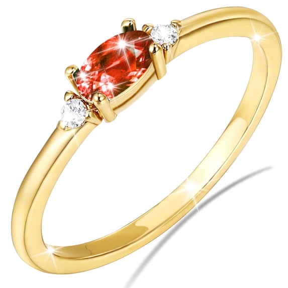 Ruby Jewe LUNVKY 18K Gold Plated Rings for Women CZ July Birthstone Ring with Red ...