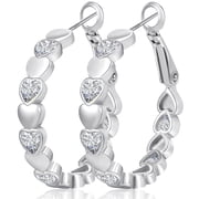 LUNVKY 18K White Gold Plated Love Heart Hoop Earrings for Women with S925 Sterling Silver Post Hypoallergenic Earrings Birthday Christmas Prom Jewelry Gifts Teen Her Adults Mom Stocking Stuffers 30MM