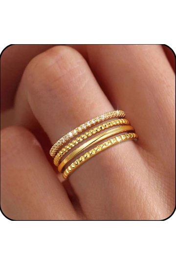 Piena Hawaiian Scroll Wave Ring - Hypoallergenic Stainless Steel, K24 Gold Plated, Thin Band Ring
