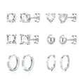 thumbnail image 1 of LUNVKY 6 Pairs 18K White Gold Plated Hoop Earrings for Women with S925 Sterling Silver Post CZ Huggie Hypoallergenic Stud Earring Sets Birthday Christmas Jewelry Gifts Teen Adult Stocking Stuffers, 1 of 5
