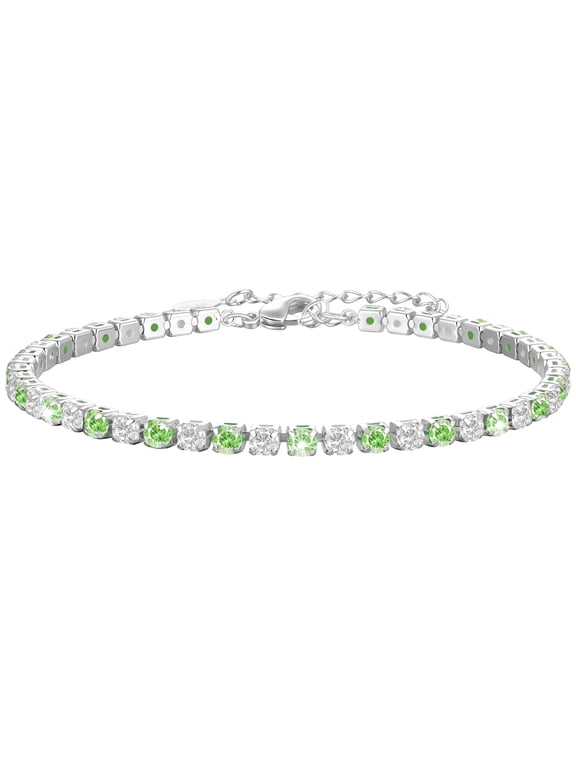 925 Silver Plated Tennis Bracelets for Women Girls CZ August Birthstone Bracelets with Yellow Peridot Birthday Christmas Jewelry Gifts Teen Her Adults Wife Mom Stocking Stuffers Kids