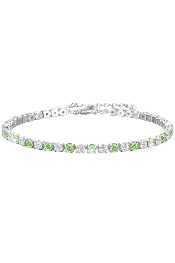 S925 Sterling Silver Plated Tennis Bracelets for Women Girls CZ August Birthstone Bracelets with Yellow Peridot Birthday Graduation Jewelry Gifts Teen Mom Her Adult Wife Kids Age Ideas