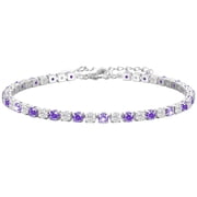 LUNVKY 925 Silver Plated Tennis Bracelets for Women Girls CZ June Birthstone Bracelets with Purple Alexandrite Birthday Christmas Jewelry Gifts Teen Her Adults Girlfriend Mom Stocking Stuffers Kids