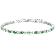 LUNVKY 925 Silver Plated Tennis Bracelets for Women Girls CZ May Birthstone Bracelets with Green Emerald Birthday Christmas Jewelry Gifts Teen Her Adults Girlfriend Mom Stocking Stuffers Kids