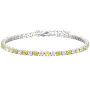 LUNVKY 925 Silver Plated Tennis Bracelets for Women Girls CZ November Birthstone Bracelets with Yellow Citrine Topaz Birthday Christmas Jewelry Gifts Teen Her Adults Stocking Stuffers Kids