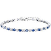 LUNVKY 925 Silver Plated Tennis Bracelets for Women Girls CZ September Birthstone Bracelets with Blue Sapphire Birthday Christmas Jewelry Gifts Teen Her Lady Mom Stocking Stuffers for Kids