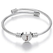 Silver Plated Love Heart Initial Bracelets for Women Girls Letter J Cuff Bracelet Open Adjustable Bangle Birthday Christmas Jewelry Gifts Teen Her Adult Mom Stocking Stuffers for Kids