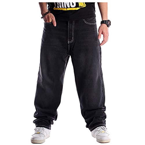 LUOBANIU Heren Baggy Jeans Hip Hop Jeans Loose Fit Baggy Fit Blauwe Denim Broek Mode Dance Skater Skateboard Broek, Blauw, 44 LUOBANIU Heren Baggy Jeans Hip Hop Jeans Loose Fit Baggy Fit Blauwe Denim Broek Mode Dance Skater Skateboard Broek, Blauw, 44