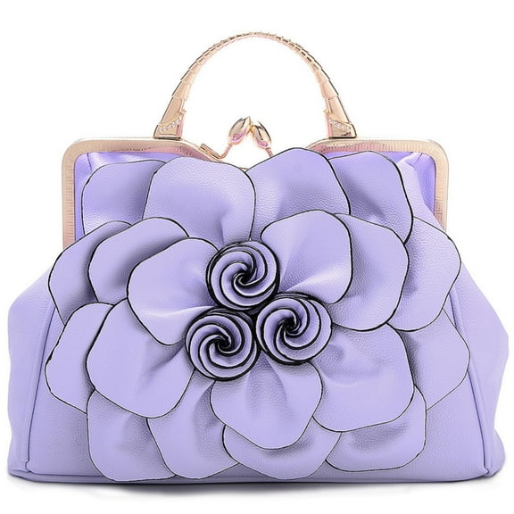 LUOBANIU Women's Evening Clutches Handbags Formal Flower Wedding Purse Party Wristlets Totes Satchel Bags with Strap 9156 Purple