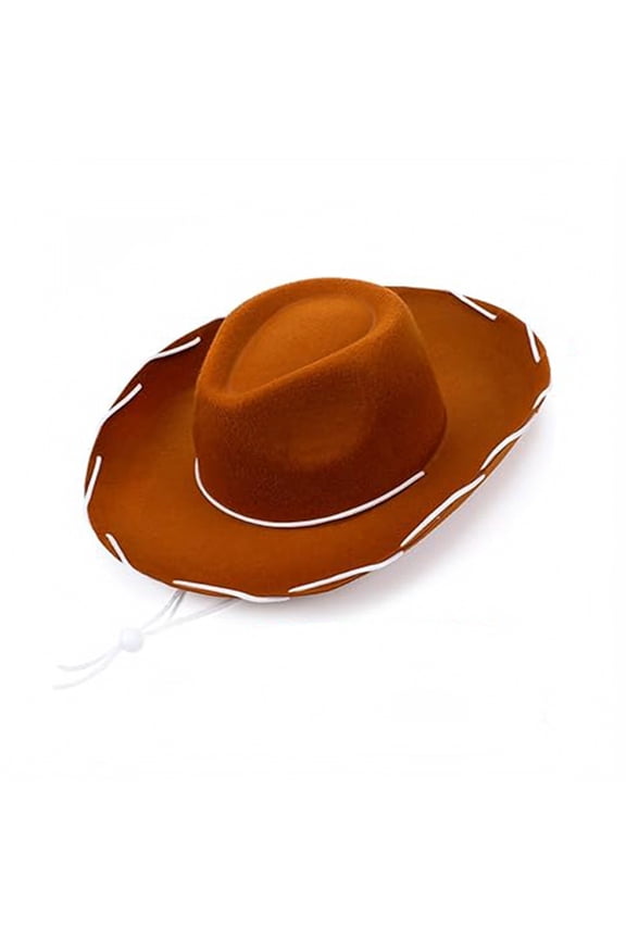 Adult Western Cowboy Hat with Wide Brim and Adjustable Chin Strap Fashionable Outfitter Headwear for Rodeo Theme Halloween Party and Outdoor Activity