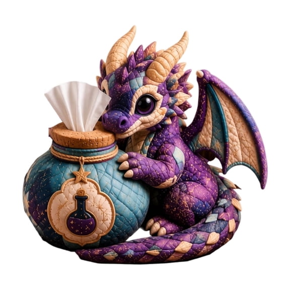 LUOBENSTAR Handmade Mythical Dragon DIY Tissue Box Sewing Set for Craft Lovers Retro Quilted Fabric Napkin Case Kit for Home Office and Car Interior Decor