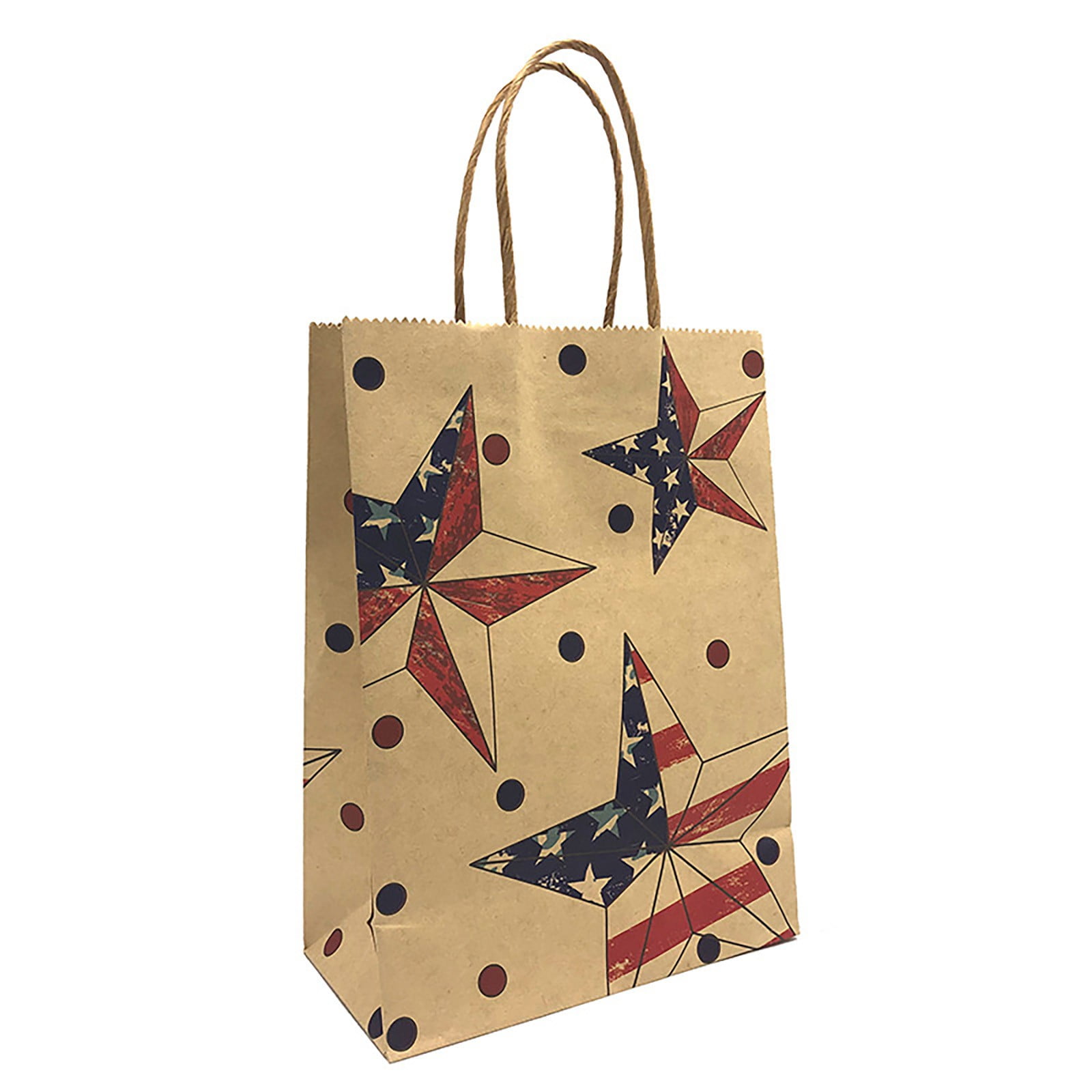 LUODU 4th of July Decorations Patriotic Gift Bags with Handles Kraft