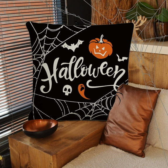 LUODU Alphabet Car Pumpkin Pumpkin Pattern Linen Throw Pillowcase Cartoon Funny Day Sofa Cover Combination (without Pillow Insert and Stuffing)
