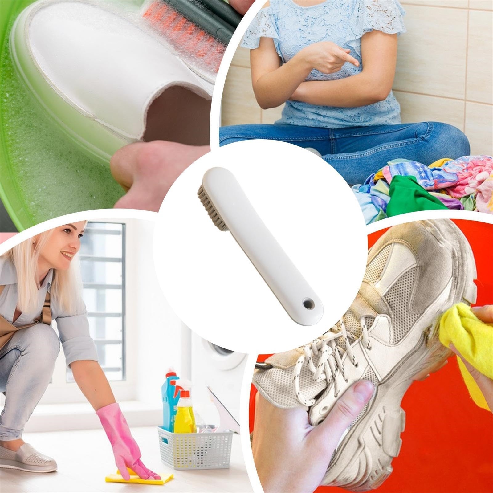 LUODU Dish Wand Gentle Brass Horn Polish Dish Brush with Suction Cup