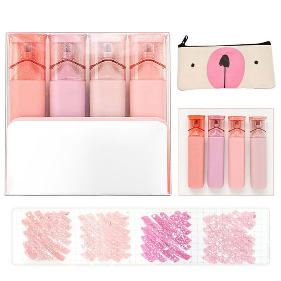 LUODU Glitter Highlighters Glitter Highlighter Pen Glitter Highlighter Markers 4 PCS Multifunctional Flash Pen for Sparkling Note Taking Diary Smooth Writing 1ML