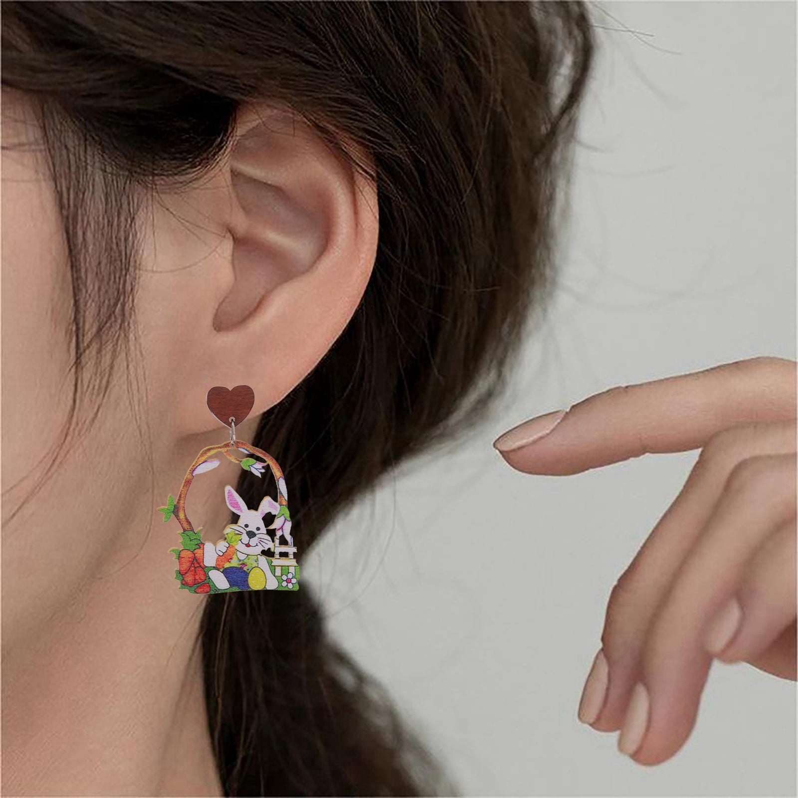 LUODU Large Hoop Earrings for Women Rose Hoop Earrings for Women Rainbow Hoop Earrings Statement Earring Two Hole Earrings Statement Heart Earrings Earrings Men Stud Earring Heart Earrings for Women W...