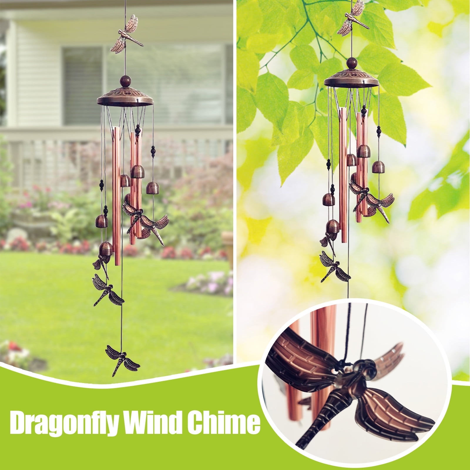 LUODU Memorial Wind Chimes Outdoor Deep Tone Copper Rain Chimes Outdoor ...