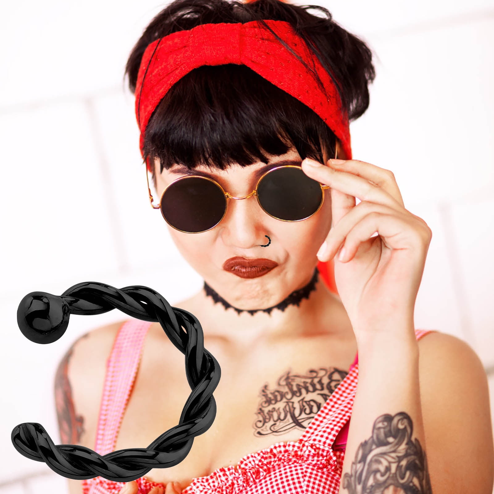 LUODU Noise Piercing 16 Gauge Conch Hoop Titanium Lip Ring 20 Gauge