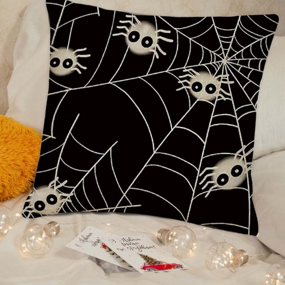LUODU Skeleton Finger Pumpkin Pattern Linen Throw Pillowcase Cartoon Funny Day Sofa Cover Combination (without Pillow Insert and Stuffing)