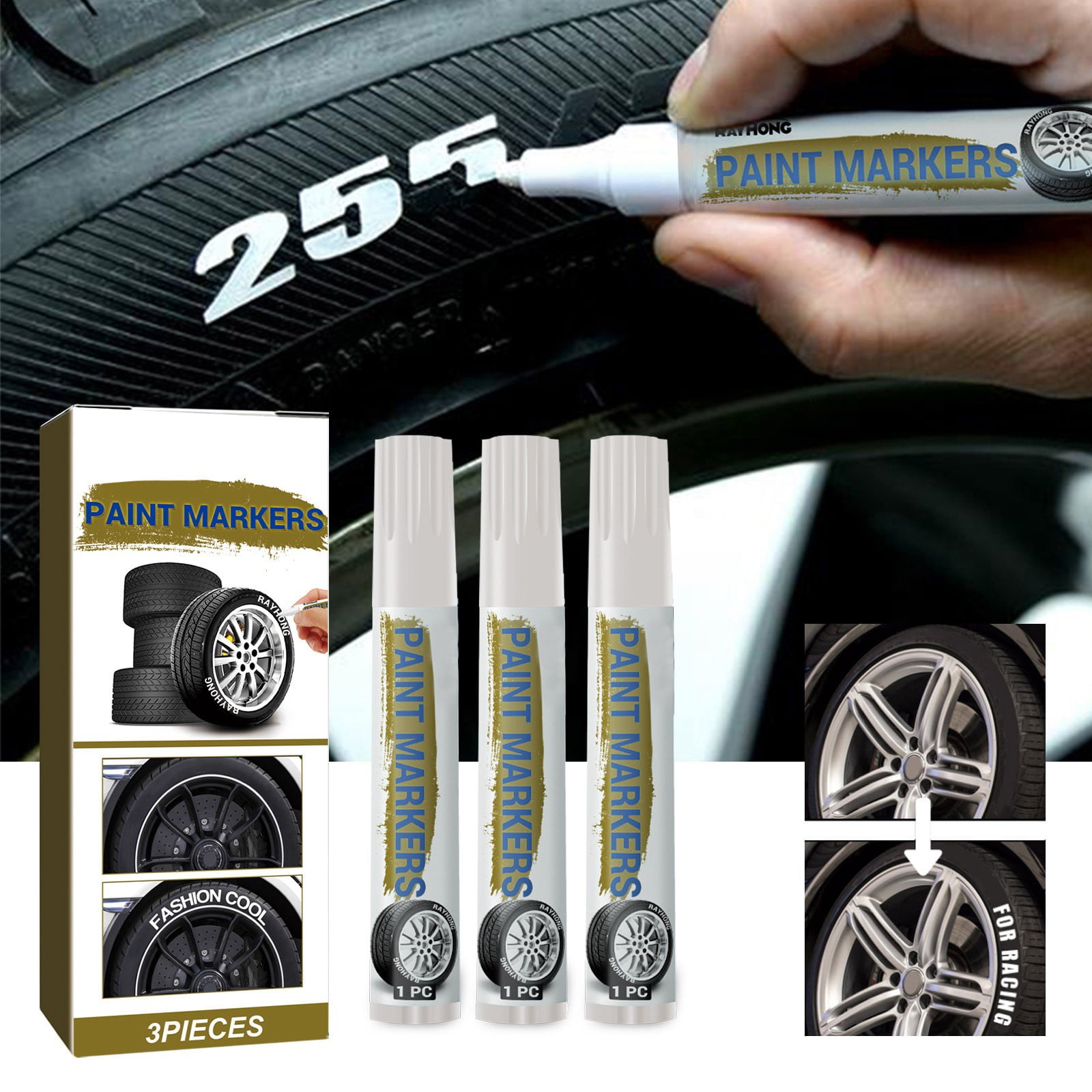 LUODU Tire Marker Pen For Tire Lettering and Paint Pen For Customizing Car Wheels and Tires