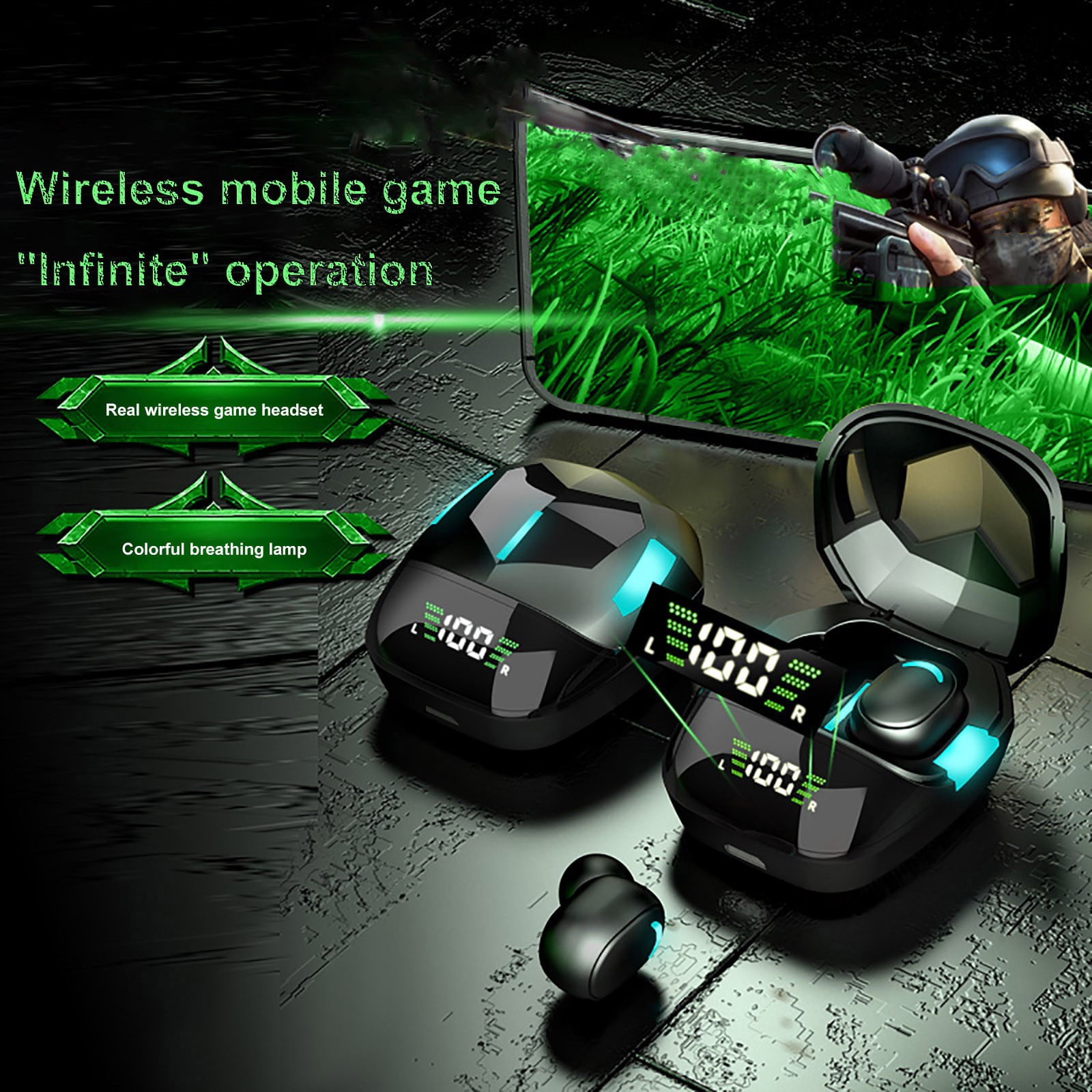 LUODU Truly Wireless Earbuds over Ear Headset with Microphone Top