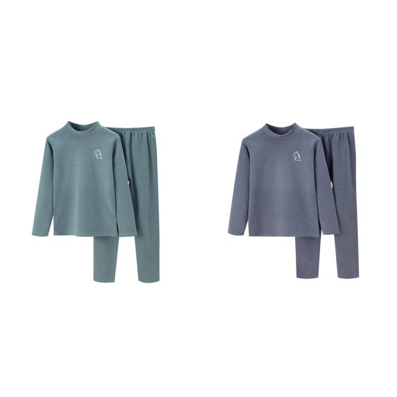 LUOGENLI 2 Pack Autumn and Winter Children's Warm Underwear Set Velvet Baby Big Children Long Sleeve Boy and Girls Neck Home Wear Girls Christmas Pajamas Size 12-18 Months Girls Pajamas Size 6-7 100