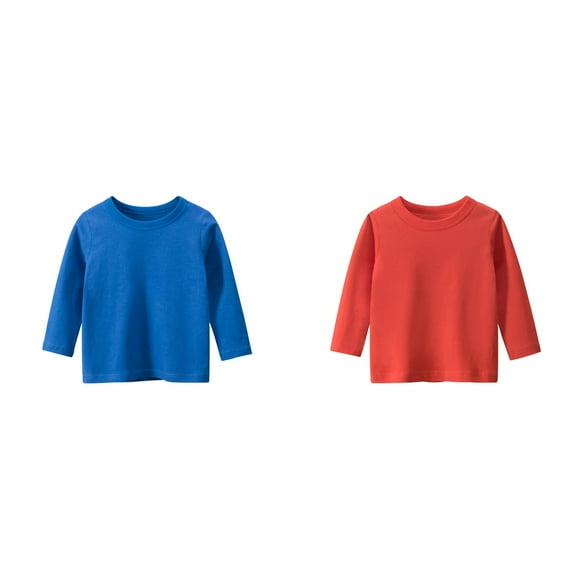 LUOGENLI 2 Pack Boys Shirts Size 5T Toddler Kids Girls Boys Long Sleeve Basic T Shirt Casual Tees Shirt Tops Solid Color Boys Shirts Size 10-12 Long Sleeve Boys Shirts Size 10-12 Cotton 100