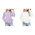 thumbnail image 1 of LUOGENLI 2 Pack Children Kids Girls Long Sleeve Crew Neck Ruched Knot Side T Shirt Top Casual Loose Tee Shirt Blouse Tops for Girls 8-9 150, 1 of 8
