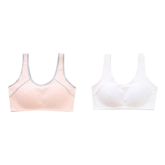 LUOGENLI 2 Pack Girl Bras No Underwire Front Closure Kids Toddler Girls' Sports Bra Cotton Bustier Wide Straps Training Bra Strap Top with Removable Girl Bras Wireless Pack 85