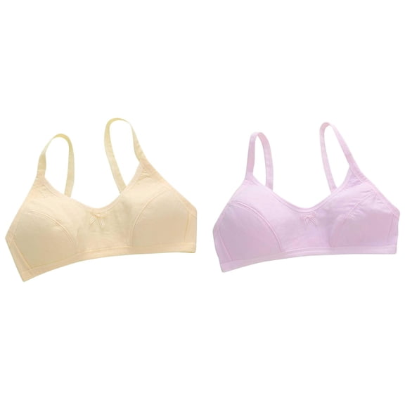 LUOGENLI 2 Pack Girl Bras Wireless Small Kids Girls Underwear Bra Vest Children Adjustable Shoulder Strap Underclothes Undies Clothes Girl Bralette Sexy Girl Bras Wireless Front Closure One Size