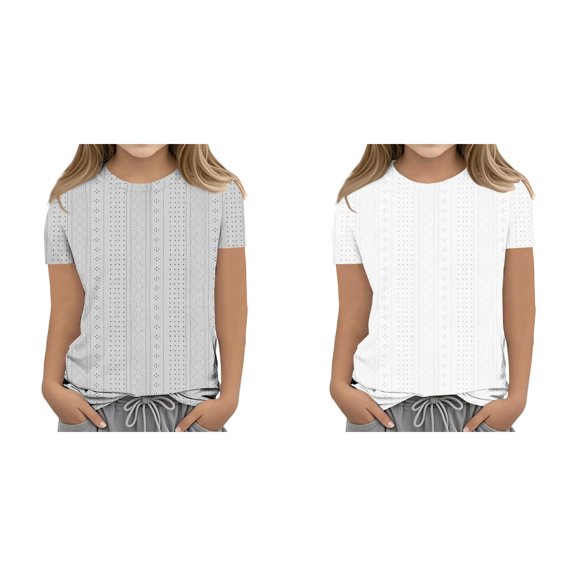 LUOGENLI 2 Pack Girls Fashion Solid Round Neck Casual Comfortable Top T Shirt Shirts for Girls 10-12 Crop Tops 120