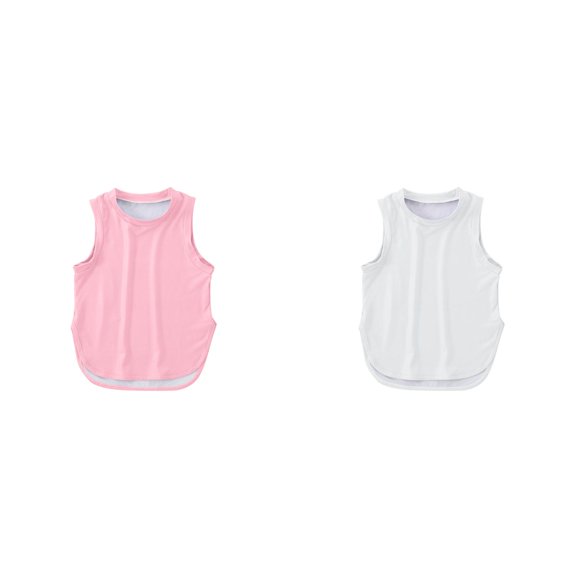 LUOGENLI 2 Pack Kids Girls Summer Athletic Solid Color Tank Tops Split Curved Hem Sleeveless Shirts for Gym Yoga Running The 7th of July Shirts for Girls 10-12 Tight 150