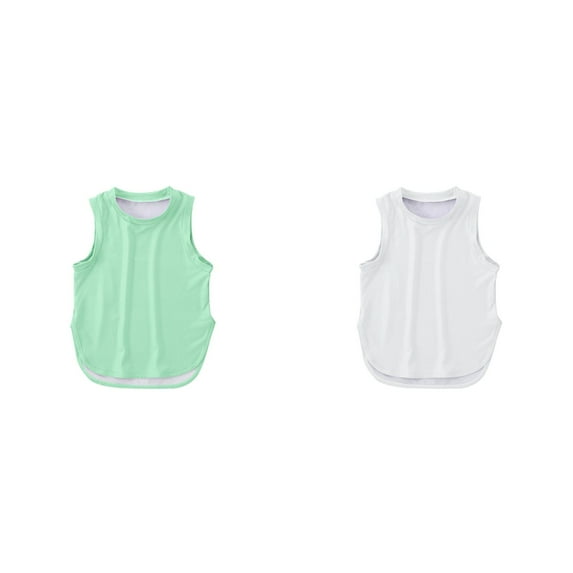LUOGENLI 2 Pack Kids Girls Summer Athletic Solid Color Tank Tops Split Curved Hem Sleeveless Shirts for Gym Yoga Running Cute Summer Tops for Girls 12-14 120