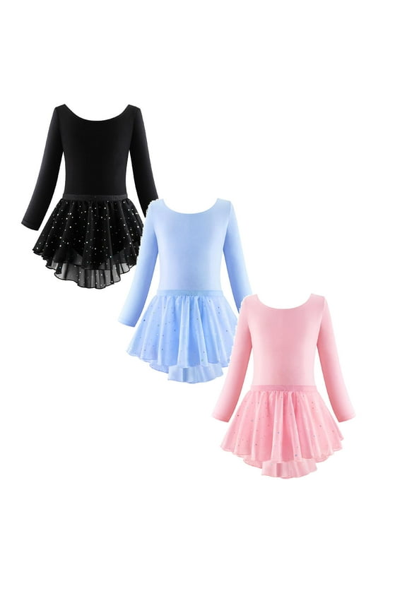 2 Pack Long Sleeve Ballet Skirted Leotards Dance Dresses Tutu Outfit for Ballerina Toddler Girls Girls Fourth of July Dress Size 6X 150