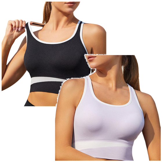 LUOGENLI 2 Pack Sports Bras for Women Large Bust Running Women's Color Bump Together Running Sports Bra Fitness Absorption Yoga Bra Sports Underwear Sports Bras for Women High Support Large Bust M
