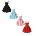 thumbnail image 1 of LUOGENLI 2 Pack Summer Girls Solid Color Dress with Bow Knot Sweet Sleeveless for Kids Fourth of July Dresses for Girls 10-12 Dance 130, 1 of 4