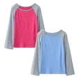 thumbnail image 1 of LUOGENLI 2 Pack T Shirts Shirts for Girls 12-14 Years Old Little Girls Casual Long Sleeve Raglan Sleeve T Shirts Crewneck Tunic Tops Kids Color Block Tee Blouses Autumn Clothes S, 1 of 9