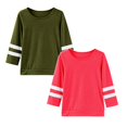 thumbnail image 1 of LUOGENLI 2 Pack T Shirts Summer Tops for Girls 12-14 Years Kids Girls Casual Crewneck Tunic Tops Long Sleeve Pullover Sweatshirt Casual Loose Blouse T-Shirt 2Pcs Summer Tops for Girls Teen L, 1 of 8