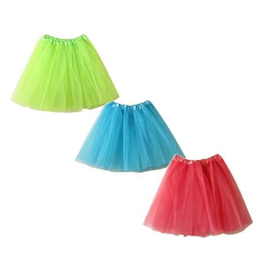 LUOGENLI 3 Pack Baby Girls Soft Tutu Skirt Toddler Party Carnival Girl Mesh Tutu Soild Dance Princess Skirt Fourth of July Dresses for Girls 8-10 Cute One Size