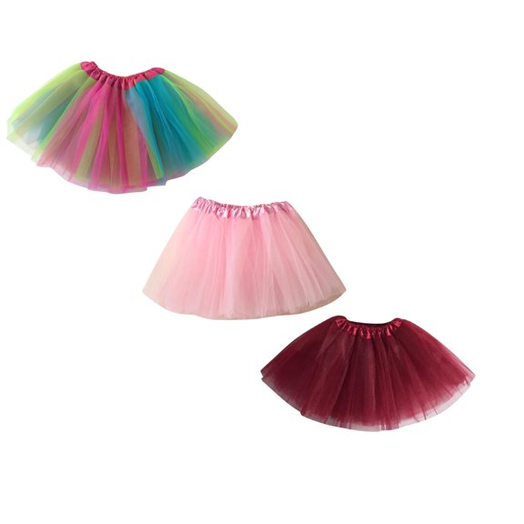 LUOGENLI 3 Pack Baby Girls Soft Tutu Skirt Toddler Party Carnival Girl Mesh Tutu Soild Dance Princess Skirt Girls Fourth of July Dress Size 12-14 Party Dress Teen One Size