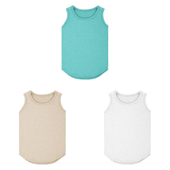 LUOGENLI 3 Pack Girls Tank Tops Kids Summer Crewneck Sleeveless Shirts Dancewear 3 To14 Years Shirts for Girls 14-16 Cute 120