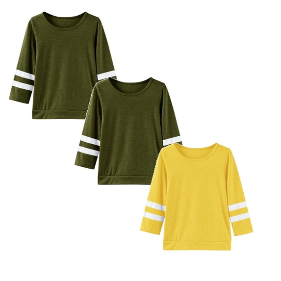 LUOGENLI 3 Pack T Shirts Christmas Shirts for Girls 10-12 Sports Kids Girls Casual Crewneck Tunic Tops Long Sleeve Pullover Sweatshirt Casual Loose Blouse T-Shirt 2Pcs S