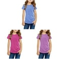 thumbnail image 1 of LUOGENLI 3 Pack T Shirts Christmas Shirts for Girls 8 to 9 Knot Tunic Button Short Girls Sleeve Tshirt Casual Tops Front Blouse Tee Kids Girls Tops Summer Tops for Girls 12-14 Years S, 1 of 9