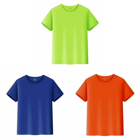 LUOGENLI 3 Pack T-shirts for Boys Kids T Shirts Short Sleeve Plain Tops Tees Boy & Girl Unisex Toddler Children Crew Neck T Shirt Shirts for Boys Teens Summer Tops for Boys Size M