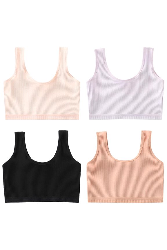 4 PCS Kids Girls Underwear Cotton Bra Vest Children Underclothes Sport Undies Clothes Girls Bras Pack with Wire M