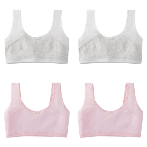 LUOGENLI 4 PCS Kids Girls Underwear Cotton Bra Vest Children Underclothes Sport Undies Clothes Girls's Bras No Underwire L