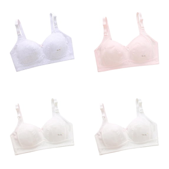 LUOGENLI 4 PCS Teen Girls Seamless Training Bras Adjustable Straps Sports Bras Girl's ComfortFlex Fit Seamless Racerback 8 to 14 Years Girls Bras Wireless M